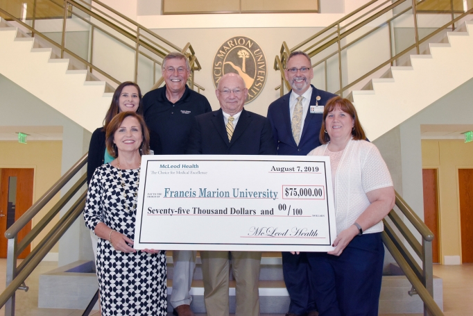 A donation for $75,000 is presented from McLeod Health to the Francis Marion University Nursing Program