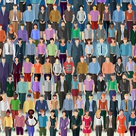 An illustration showing rows of people of all different kinds.